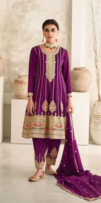   DS 9777 Purple Color Premium Silk Embroidery Work Sharara Suit Wedding, Party, Festive, Events Etc. Expected Delivery 4-6 Working Days @2799 | Casual Suits, Creative suits, Designer Suits, Palazzo Suits, Party Wear Suits, Salwar suit, Straight Suits