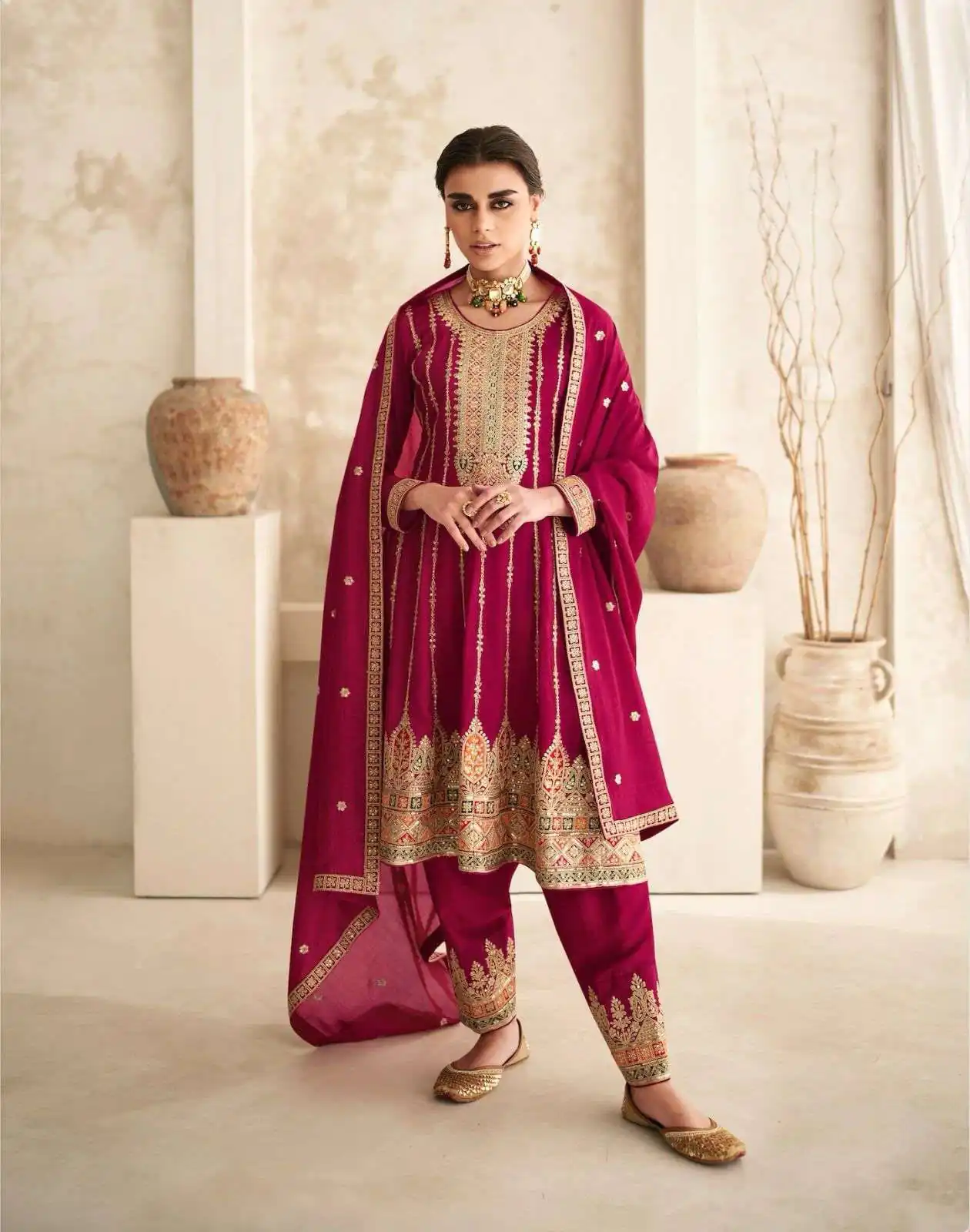 Ds 9774 Red Color Premium Silk Embroidery Work Sharara Suit Wedding, Party, Festive, Events Etc. Expected Delivery 4-6 Working Days @2799 | Casual Suits, Creative suits, Designer Suits, Palazzo Suits, Party Wear Suits, Salwar suit, Straight Suits