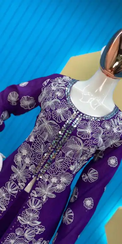 LG 1850 Violet Color Chinon Silk Embroidered Sequence Saree  Party, Wedding, Festive, Events Etc., Expected Delivery 4-6 Working Days@1999/- Only | Bollywood Sarees, Creative Sarees, Designer Sarees, Embroidered Sarees, Ethnic Saree, Party Wear Sarees, Sarees