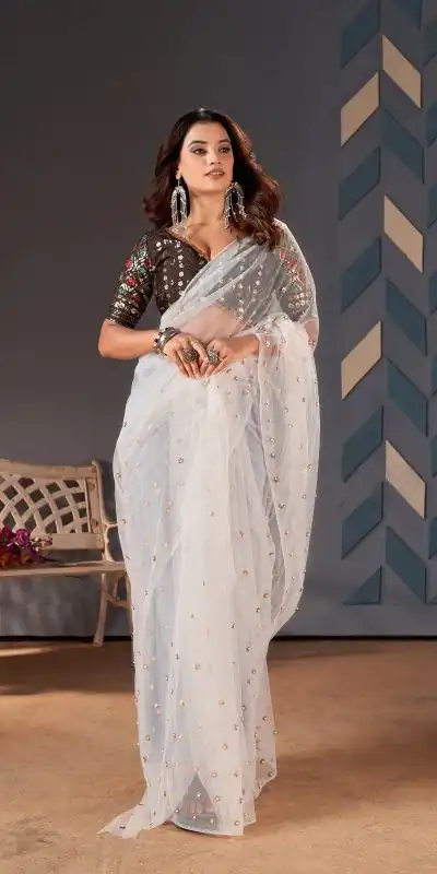 BT 1158 White Color Heavy Butterfly Net Embroidery Saree Casual, Party Wear, Traditional Wear, Wedding Wear, Expected Delivery 4-6 Working Days@1699 | Bollywood Sarees, Creative Sarees, Designer Sarees, Ethnic Saree, Modern Digital sarees, Party Wear Sarees, Sarees