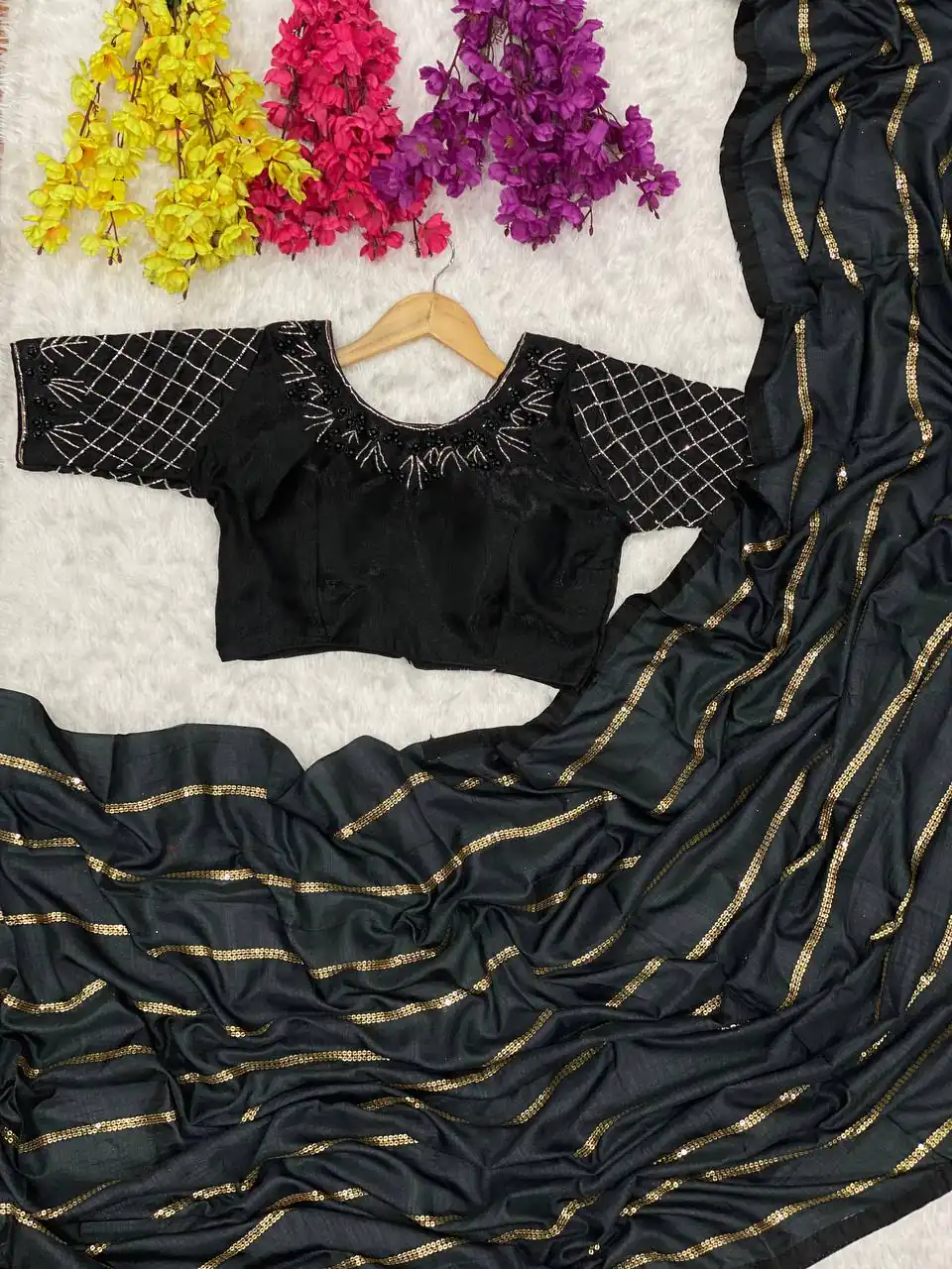 AC Black LABEL Color Vichitra Fabric And Sequence Work Saree Casual, Wedding, Festive, Events Expected Delivery 4-6 Working Days @1849 /- | Bollywood Sarees, Creative Sarees, Designer Sarees, Embroidered Sarees, Ethnic Saree, Modern Digital sarees, Party Wear Sarees, Sarees