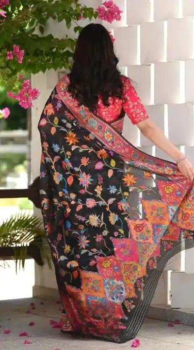 DDF 501 Black Color Kashmiri Running Thread Zari Work Saree Casual, Party Wear, Events, Festivals Etc. Expected Delivery 4-6 Working Days 2399/- | Bollywood Sarees, Creative Sarees, Designer Sarees, Embroidered Sarees, Ethnic Saree, Modern Digital sarees, Party Wear Sarees, Sarees