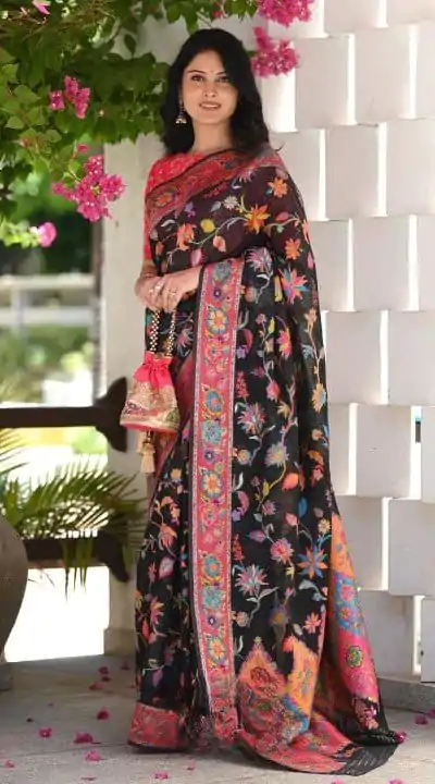 DDF 501 Black Color Kashmiri Running Thread Zari Work Saree Casual, Party Wear, Events, Festivals Etc. Expected Delivery 4-6 Working Days 2399/- | Bollywood Sarees, Creative Sarees, Designer Sarees, Embroidered Sarees, Ethnic Saree, Modern Digital sarees, Party Wear Sarees, Sarees