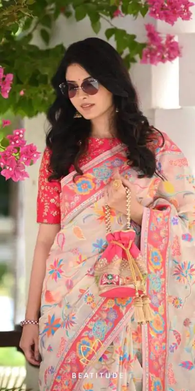 DDF 501 Cream Color Kashmiri Running Thread Zari Work Saree Casual, Party Wear, Events, Festivals Etc. Expected Delivery 4-6 Working Days 2399/- | Bollywood Sarees, Creative Sarees, Designer Sarees, Embroidered Sarees, Ethnic Saree, Modern Digital sarees, Party Wear Sarees, Sarees