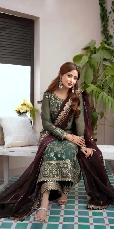 NF 1208 Green color Faux Georgette Embroidery Salwar Suit Casual, Wedding, Party, Festive, Events . Expected Delivery  4-6 Working Days @2049 | Jump Suits, Casual Suits, Creative suits, Designer Suits, Palazzo Suits, Party Wear Suits, Patiala Suits, Salwar suit, Straight Suits