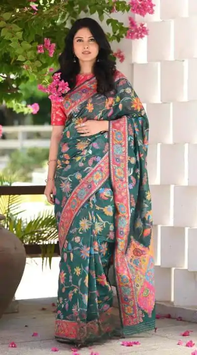 DDF 501 Green Color Kashmiri Running Thread Zari Work Saree Casual, Party Wear, Events, Festivals Etc. Expected Delivery 4-6 Working Days 2399/- | Bollywood Sarees, Creative Sarees, Designer Sarees, Embroidered Sarees, Ethnic Saree, Modern Digital sarees, Party Wear Sarees, Sarees