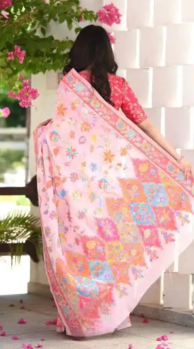 DDF 501 Pink Color Kashmiri Running Thread Zari Work Saree Casual, Party Wear, Events, Festivals Etc. Expected Delivery 4-6 Working Days 2399/- | Bollywood Sarees, Creative Sarees, Designer Sarees, Embroidered Sarees, Ethnic Saree, Modern Digital sarees, Party Wear Sarees, Sarees
