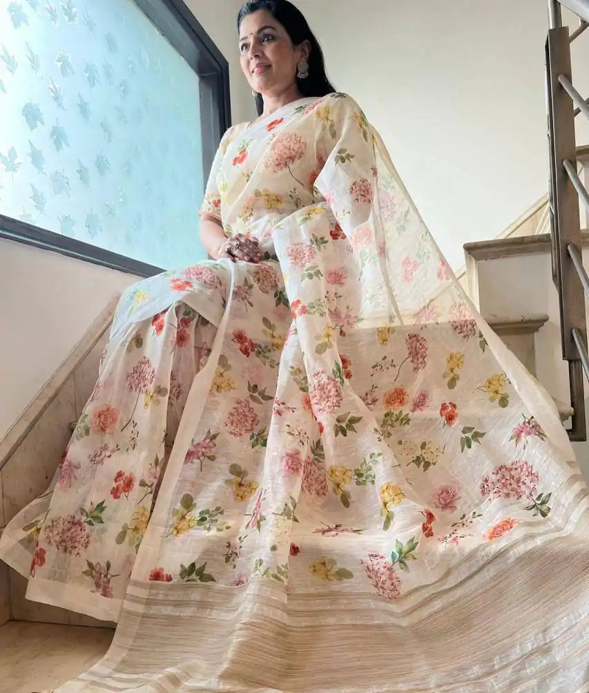 NT 568 White Color Plain Linen Digital Printed All Over Saree Events Casual Wedding Festive . Expected Delivery  4-6 Working Days @1449/- | Bollywood Sarees, Creative Sarees, Designer Sarees, Embroidered Sarees, Ethnic Saree, Modern Digital sarees, Party Wear Sarees, Sarees