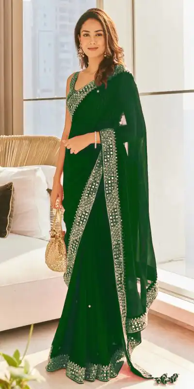 DS BT 381 Green Color Georgette Dori Thread Sequence Work Saree Wedding, Party, Festive, Events Expected Delivery 4-6 Working Days @ 1699/- | Bollywood Sarees, Creative Sarees, Designer Sarees, Embroidered Sarees, Ethnic Saree, Modern Digital sarees, Party Wear Sarees, Sarees