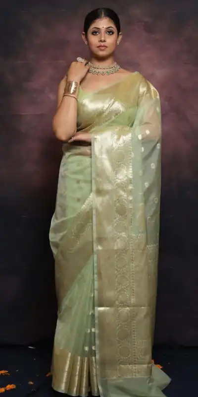 MS 440 Light Green Color Organza Jacquard Butti Worked Saree Casual, Party Wear, Wedding, Events, Etc. Expected Delivery 4-6 Working Days 1449/- | Bollywood Sarees, Creative Sarees, Designer Sarees, Embroidered Sarees, Ethnic Saree, Modern Digital sarees, Party Wear Sarees, Sarees