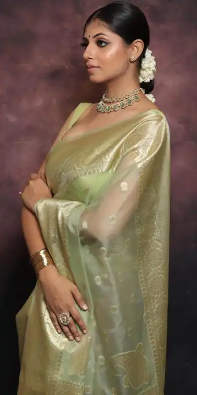 MS 440 Light Green Color Organza Jacquard Butti Worked Saree Casual, Party Wear, Wedding, Events, Etc. Expected Delivery 4-6 Working Days 1449/- | Bollywood Sarees, Creative Sarees, Designer Sarees, Embroidered Sarees, Ethnic Saree, Modern Digital sarees, Party Wear Sarees, Sarees