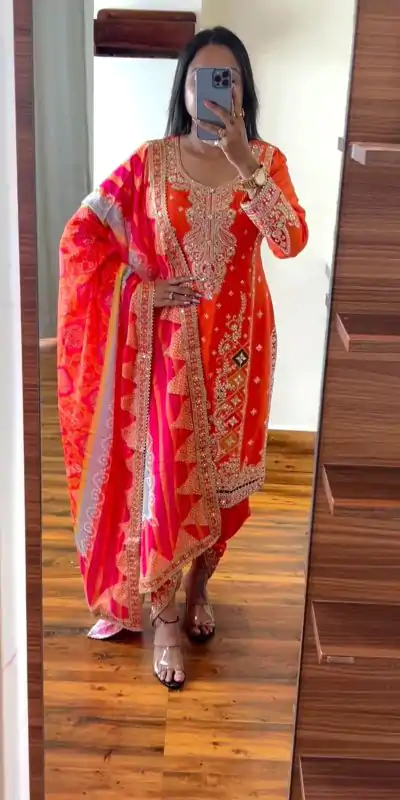 SR 1619 Red Color Heavy Chinnon Embroidery Sequence Sharara Suit Wedding, Party, Festive, Events Etc. Expected Delivery 4-6 Working Days @2449 | Casual Suits, Creative suits, Designer Suits, Palazzo Suits, Party Wear Suits, Salwar suit, Straight Suits