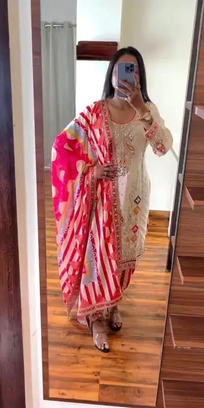 SR 1619 White Color Heavy Chinnon Embroidery Sequence Sharara Suit Wedding, Party, Festive, Events Etc. Expected Delivery 4-6 Working Days @2449 | Casual Suits, Creative suits, Designer Suits, Palazzo Suits, Party Wear Suits, Salwar suit, Straight Suits