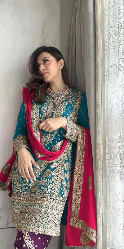 SSR 447 Blue Color Georgette Embroidery Salwar Suit Wedding, Party, Festive, Events Expected Delivery 4-6 Working Days @ 2249/- Only | Casual Suits, Creative suits, Designer Suits, Party Wear Suits, Salwar suit, Straight Suits