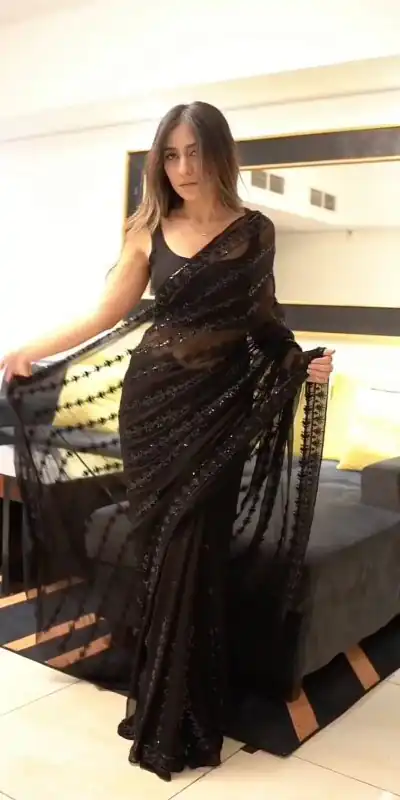 KD 471 Black Color Soft Net Thread Sequence Work Saree Casual, Party, Wedding, Festive, Events Etc. Expected Delivery 4-6 Working Days @1749/- | Bollywood Sarees, Creative Sarees, Designer Sarees, Embroidered Sarees, Ethnic Saree, Modern Digital sarees, Party Wear Sarees, Sarees