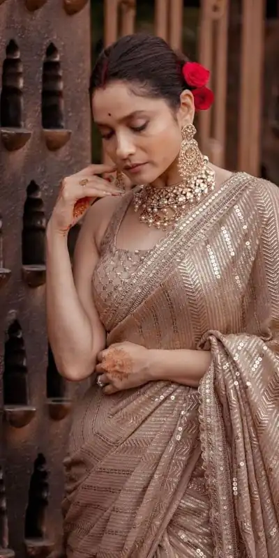 DF 3268 Chiku Color Georgette Beautiful Embroidery Saree Casual, Party Wear, Wedding, Events Etc Delivery Expected.4-6 Working Days 1749/ | Bollywood Sarees, Creative Sarees, Designer Sarees, Embroidered Sarees, Ethnic Saree, Modern Digital sarees, Party Wear Sarees, Sarees