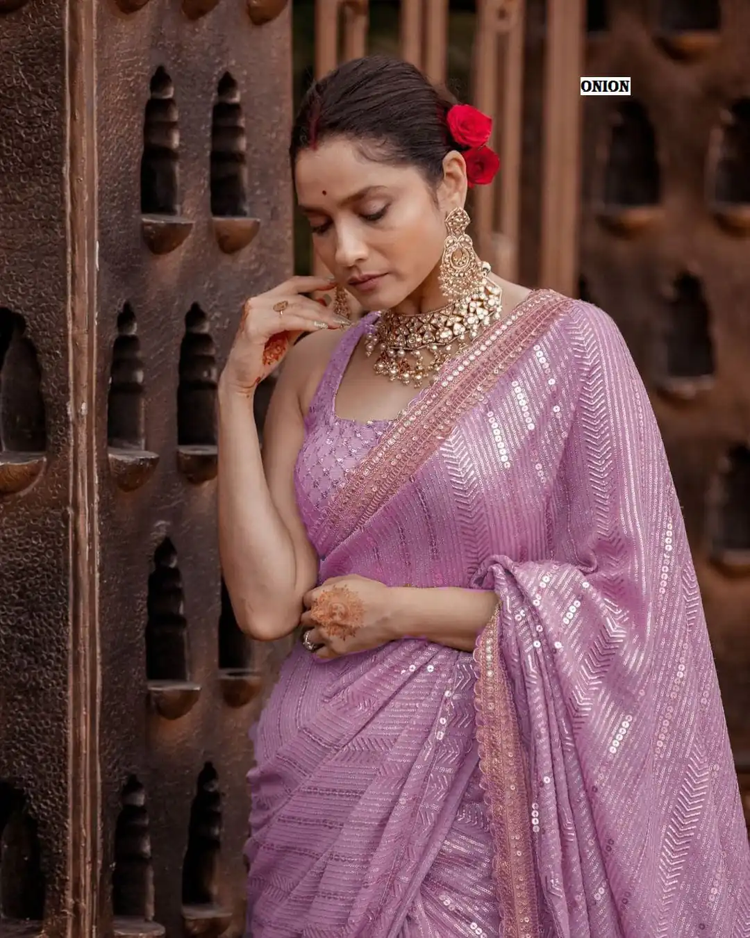 DF 3268 Onion Color Georgette Beautiful Embroidery Saree Casual, Party Wear, Wedding, Events Etc Delivery Expected.4-6 Working Days 1749/ | Bollywood Sarees, Creative Sarees, Designer Sarees, Embroidered Sarees, Ethnic Saree, Modern Digital sarees, Party Wear Sarees, Sarees