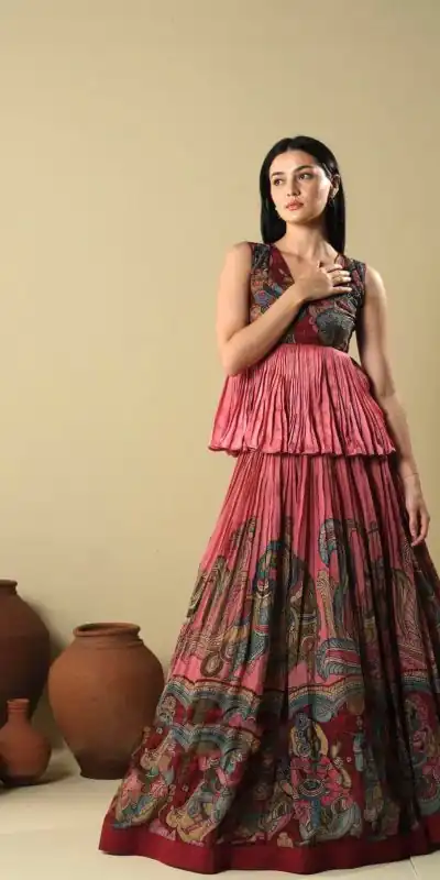 PC 330 Pink Color Chinon Kalamkari Printed Work Lehenga Choli Casual, Party Wear, Events, Festivals Wear Expected Delivery 4-6 Working Days @2049/- | Bollywood Lehenga, Creative Lehenga, Designer Lehenga, Embroidered Lehenga, Lehenga, Party Wear Lehenga