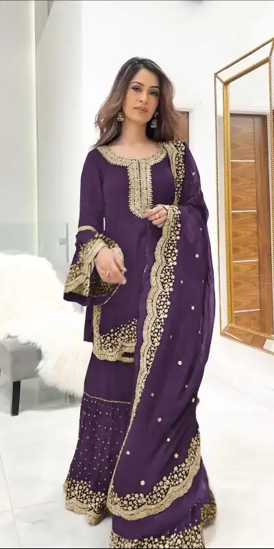 NSR 797 Purple Color Faux Georgette Embroidery Work Salwar Suit Casual, Party Festive, Events Etc. Expected Delivery 4-6 Working Days @2099/ | Jump Suits, Casual Suits, Creative suits, Designer Suits, Palazzo Suits, Party Wear Suits, Patiala Suits, Salwar suit, Straight Suits