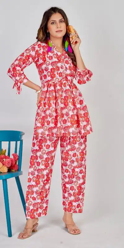 INLI 1007 Red Color Soft Poly Linen Print Work Kurti Casual, Wedding, Party, Festive, Events Expected Delivery 4-6 Working Days @1699 | Bollywood Kurti, Creative Kurtis, Designer Kurti, Kurti, Party Wear Kurti, Selfie Kurti