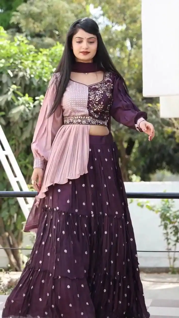 PC 233 Purple Color Heavy Chinon Embroidery Lehenga Choli Casual, Party Wear, Events, Festivals Wear Expected Delivery 4-6 Working Days @2699/- | Creative Lehenga, Bollywood Lehenga, Designer Lehenga, Embroidered Lehenga, Lehenga, Party Wear Lehenga