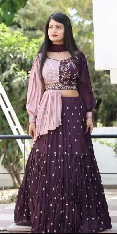 PC 233 Purple Color Heavy Chinon Embroidery Lehenga Choli Casual, Party Wear, Events, Festivals Wear Expected Delivery 4-6 Working Days @2699/- | Creative Lehenga, Bollywood Lehenga, Designer Lehenga, Embroidered Lehenga, Lehenga, Party Wear Lehenga