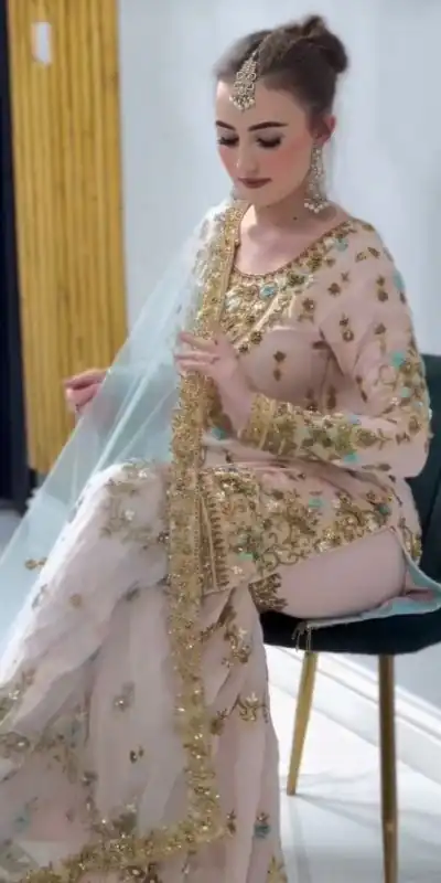 VLM 170 Baby Pink color Foix Georgette Embroidery Salwar Suit Casual, Wedding, Party, Festive, Events . Expected Delivery 4-6 Working Days @2199/- | Casual Suits, Jump Suits, Creative suits, Designer Suits, Palazzo Suits, Party Wear Suits, Patiala Suits, Salwar suit, Straight Suits