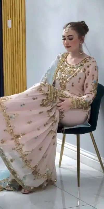 VLM 170 Baby Pink color Foix Georgette Embroidery Salwar Suit Casual, Wedding, Party, Festive, Events . Expected Delivery 4-6 Working Days @2199/- | Casual Suits, Jump Suits, Creative suits, Designer Suits, Palazzo Suits, Party Wear Suits, Patiala Suits, Salwar suit, Straight Suits