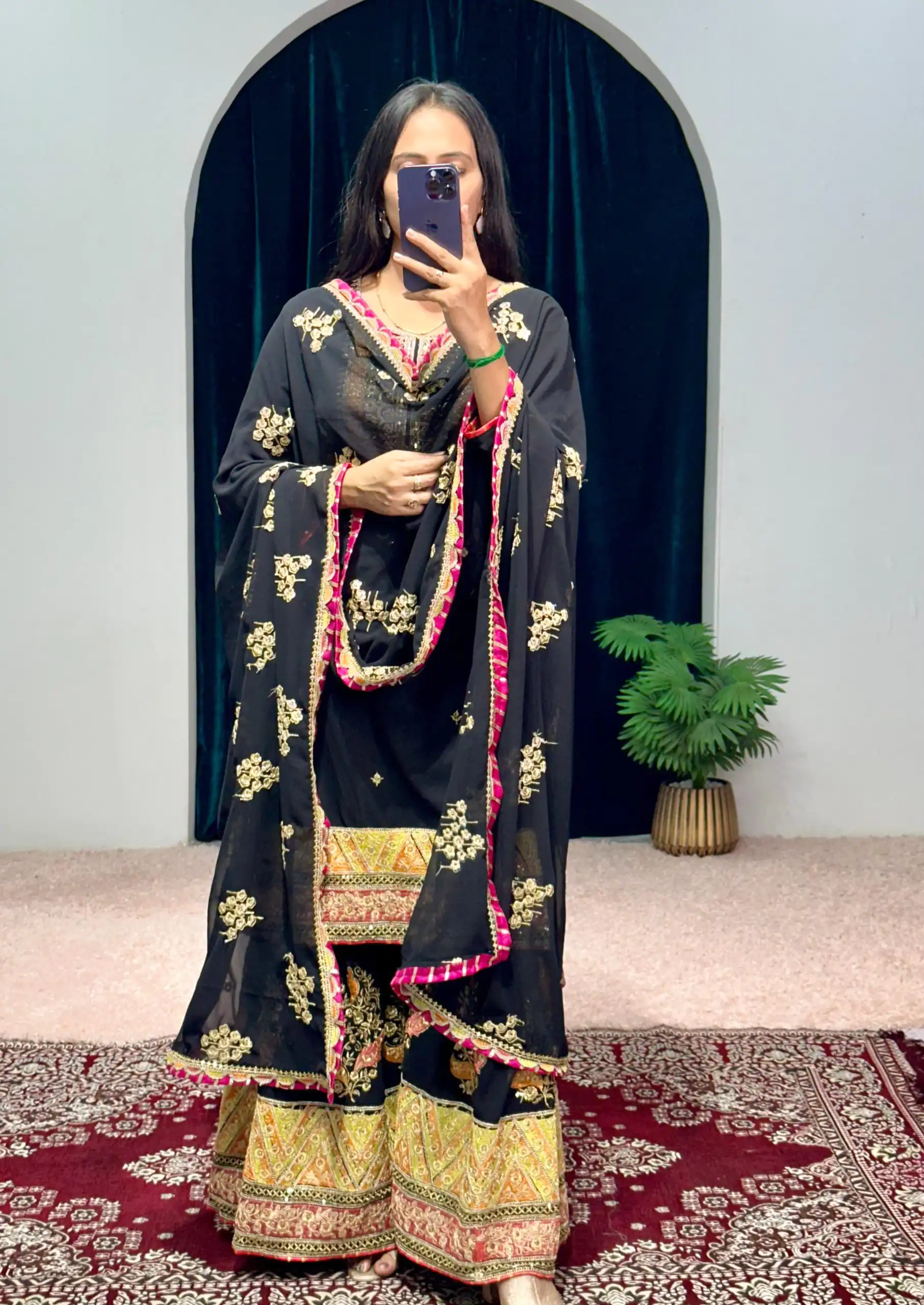ST 1050 Black Color Georgette Embroidery Stone & Mirror Salwar Suit Casual, Wedding, Party, Festive, Events Etc. Expected Delivery 4-6 Working Days @2199/- | Jump Suits, Casual Suits, Creative suits, Designer Suits, Palazzo Suits, Party Wear Suits, Patiala Suits, Salwar suit, Straight Suits