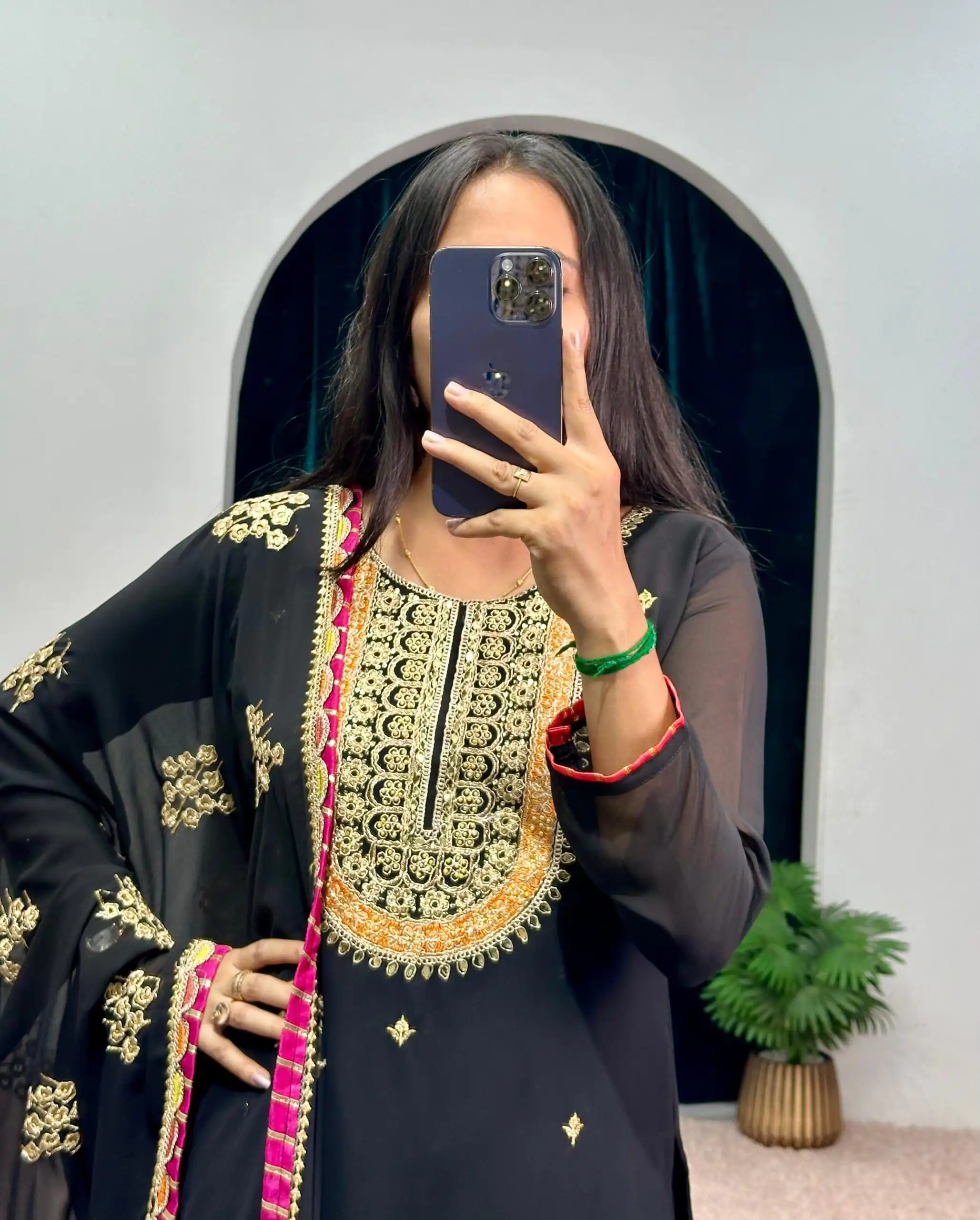 ST 1050 Black Color Georgette Embroidery Stone & Mirror Salwar Suit Casual, Wedding, Party, Festive, Events Etc. Expected Delivery 4-6 Working Days @2199/- | Jump Suits, Casual Suits, Creative suits, Designer Suits, Palazzo Suits, Party Wear Suits, Patiala Suits, Salwar suit, Straight Suits