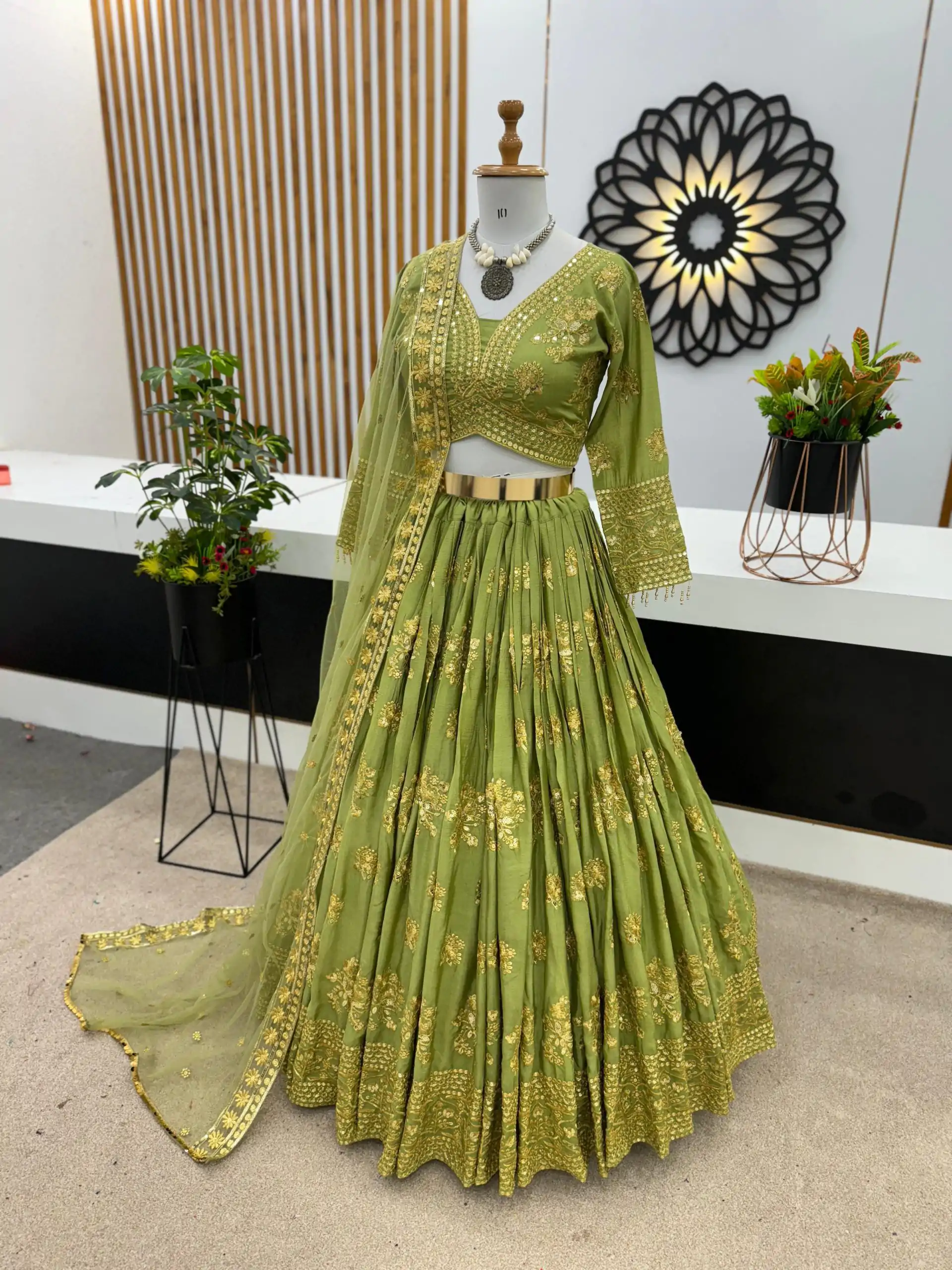 ZSR 3067 Green Color Georgette Embroidery Sequence Lehenga Choli Wedding, Party, Events Etc. Expected Delivery 4-6 Working Days 2149/- | Creative Lehenga, Bollywood Lehenga, Designer Lehenga, Embroidered Lehenga, Lehenga, Party Wear Lehenga