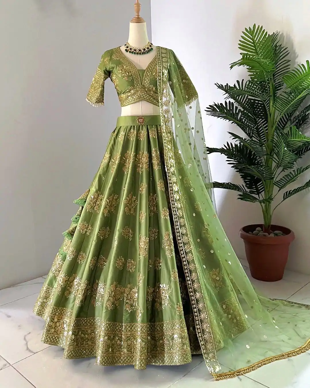 ZSR 3067 Green Color Georgette Embroidery Sequence Lehenga Choli Wedding, Party, Events Etc. Expected Delivery 4-6 Working Days 2149/- | Creative Lehenga, Bollywood Lehenga, Designer Lehenga, Embroidered Lehenga, Lehenga, Party Wear Lehenga