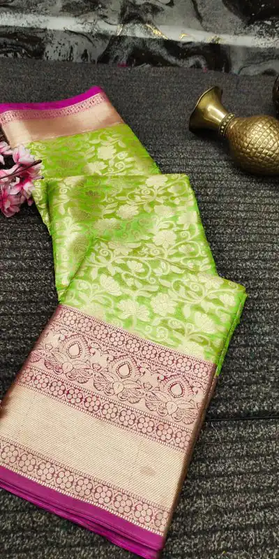 MB™️  3235 Green Color Soft Organic Banarasi Silk Gold Zari Weaving Saree Casual, Party Wear, Festival, Events, .  Expected Delivery  4-6 Working Days @1749 | Bollywood Sarees, Creative Sarees, Designer Sarees, Embroidered Sarees, Ethnic Saree, Modern Digital sarees, Party Wear Sarees, Sarees