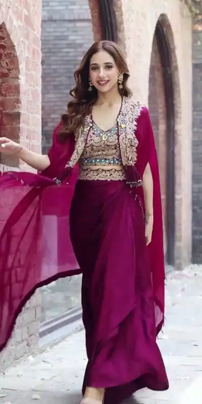 ST 1031 Purple Color Georgette Embroidery Work Lehenga Choli Koti Casual, Wedding, Party, Festive, Events Etc. Expected Delivery 4-6 Working Days @1849/- | Bollywood Lehenga, Creative Lehenga, Designer Lehenga, Embroidered Lehenga, Lehenga, Party Wear Lehenga
