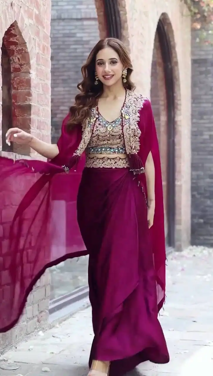 ST 1031 Purple Color Georgette Embroidery Work Lehenga Choli Koti Casual, Wedding, Party, Festive, Events Etc. Expected Delivery 4-6 Working Days @1849/- | Bollywood Lehenga, Creative Lehenga, Designer Lehenga, Embroidered Lehenga, Lehenga, Party Wear Lehenga