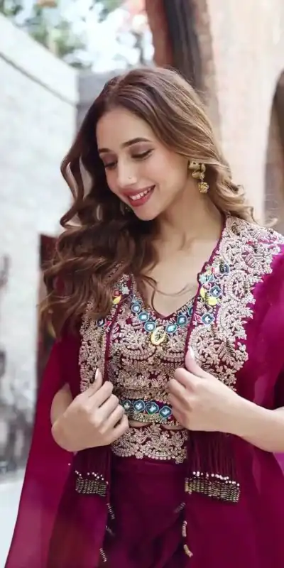 ST 1031 Purple Color Georgette Embroidery Work Lehenga Choli Koti Casual, Wedding, Party, Festive, Events Etc. Expected Delivery 4-6 Working Days @1849/- | Bollywood Lehenga, Creative Lehenga, Designer Lehenga, Embroidered Lehenga, Lehenga, Party Wear Lehenga