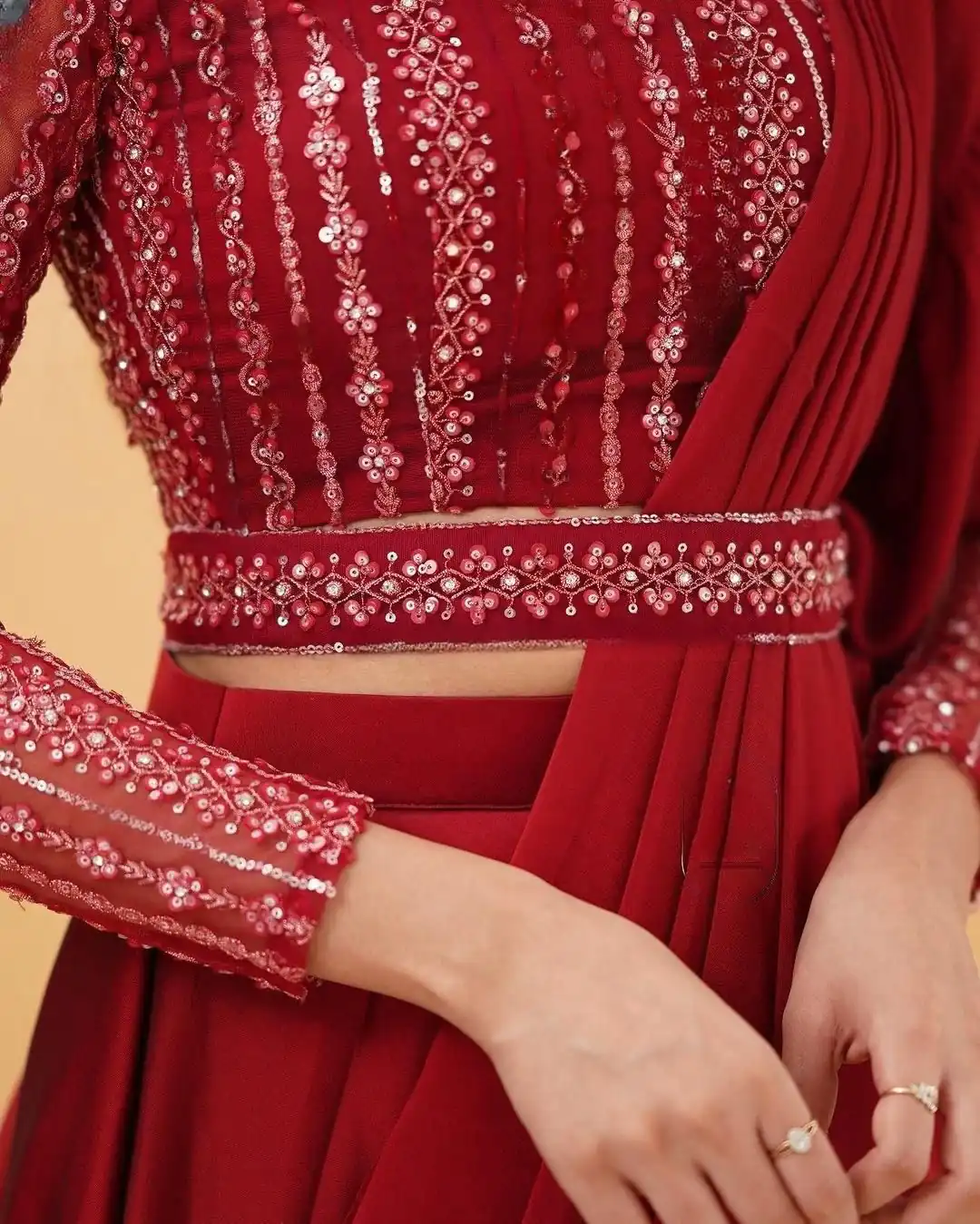 BE 225 Red Color Georgette Ruffle Blouse Embroidery Lehenga Saree Wedding, Party, Festive events, etc.  Expected Delivery  4-6 Working Days @1999/- | Bollywood Lehenga, Creative Lehenga, Designer Lehenga, Embroidered Lehenga, Lehenga, Party Wear Lehenga
