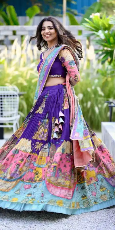 PC 382 Royal Blue   Color Chant Crepe Kalamkari Printed Lehenga Choli Casual, Party Wear, Events, Festivals Wear Expected Delivery 4-6 Working Days @2199/- | Creative Lehenga, Bollywood Lehenga, Designer Lehenga, Embroidered Lehenga, Lehenga, Party Wear Lehenga