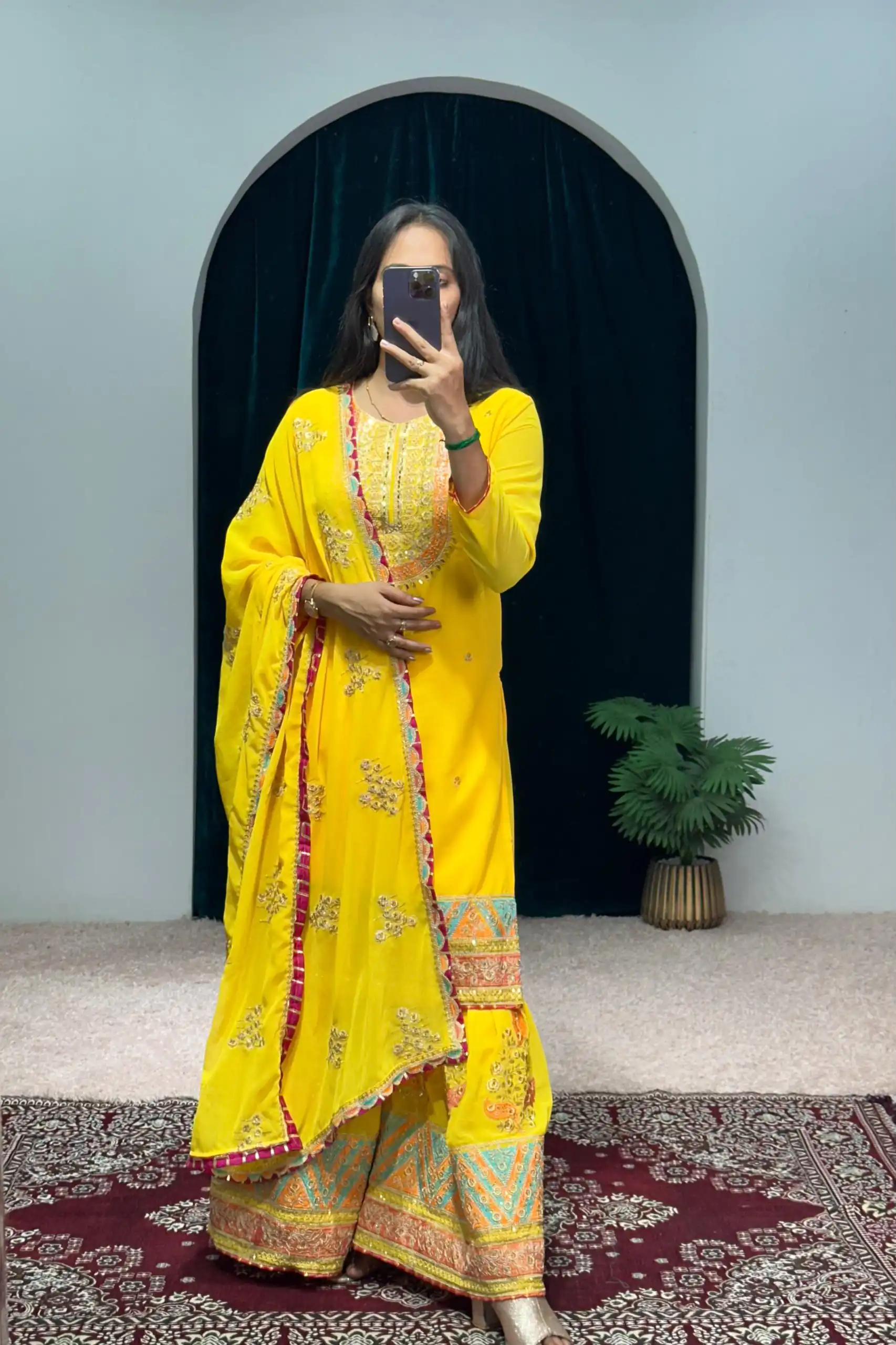 ST 1050 Yellow Color Georgette Embroidery Stone & Mirror Salwar Suit Casual, Wedding, Party, Festive, Events Etc. Expected Delivery 4-6 Working Days @2199/- | Jump Suits, Casual Suits, Creative suits, Designer Suits, Palazzo Suits, Party Wear Suits, Patiala Suits, Salwar suit, Straight Suits