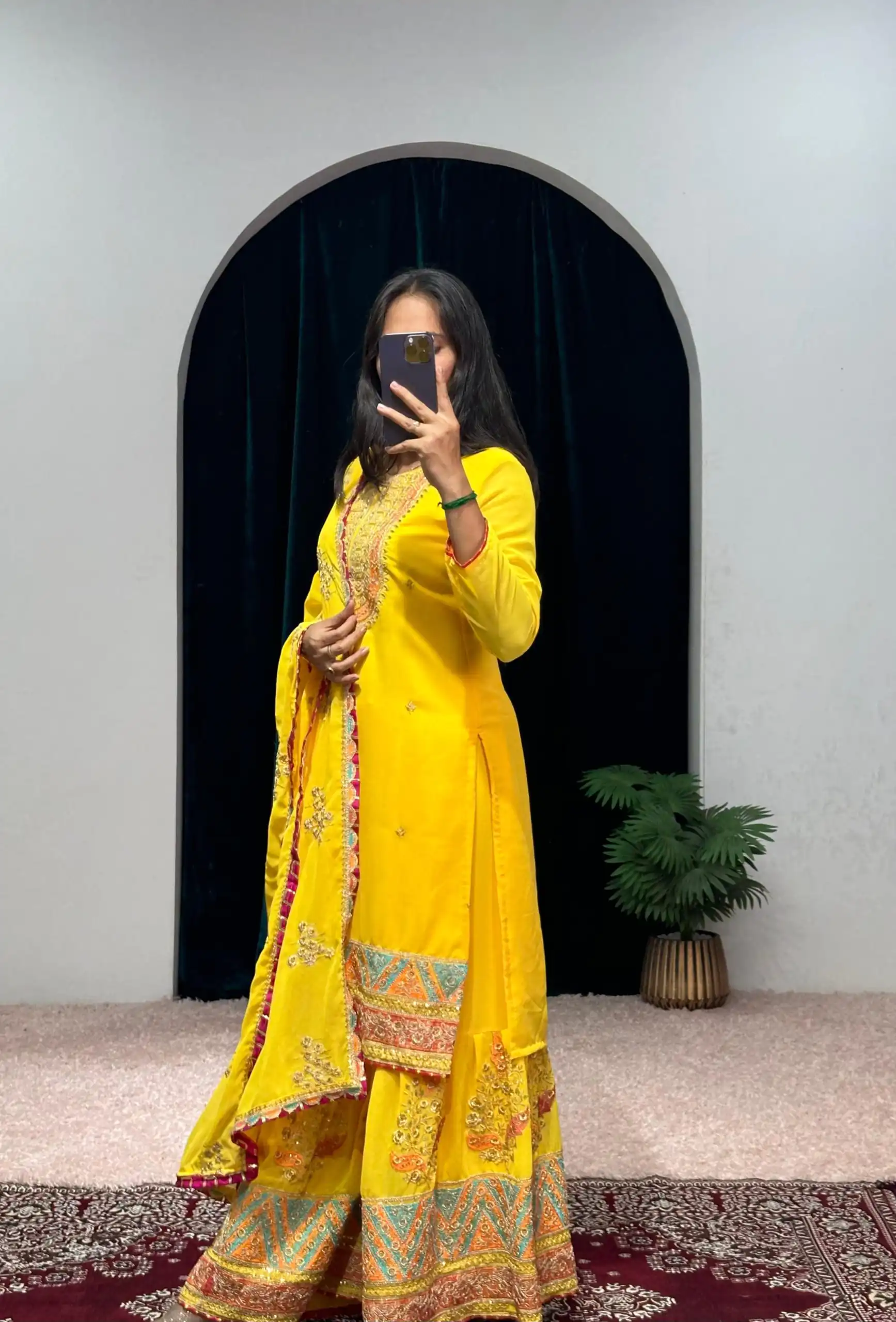 ST 1050 Yellow Color Georgette Embroidery Stone & Mirror Salwar Suit Casual, Wedding, Party, Festive, Events Etc. Expected Delivery 4-6 Working Days @2199/- | Jump Suits, Casual Suits, Creative suits, Designer Suits, Palazzo Suits, Party Wear Suits, Patiala Suits, Salwar suit, Straight Suits