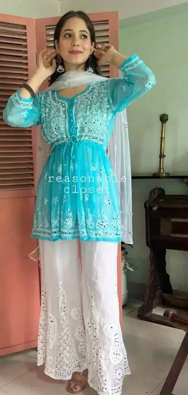 ST 70 Blue Color Georgette Embroidery Mirror Salwar Suit Casual, Wedding, Party, Festive, Events Etc. Expected Delivery 4-6 Working Days @1999/- | Jump Suits, Casual Suits, Creative suits, Designer Suits, Palazzo Suits, Party Wear Suits, Patiala Suits, Salwar suit, Straight Suits