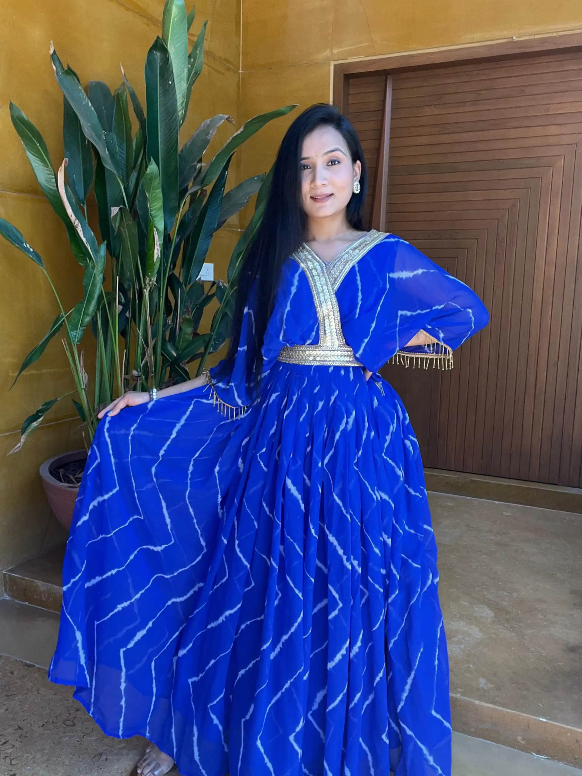   Ram 006 Royal Blue Color Fox Georgette Embroidery Lace Work Gown Casual, Wedding, Party, Festive, Events Etc. Expected Delivery 4-6 Working Days @1949/- | Bollywood Gowns, Creative Gowns, Designer Gowns, Embroidered Gowns, Gowns, Party Wear Gowns