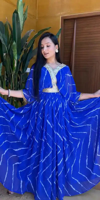 Ram 006 Royal Blue Color Fox Georgette Embroidery Lace Work Gown Casual, Wedding, Party, Festive, Events Etc. Expected Delivery 4-6 Working Days @1949/- | Bollywood Gowns, Creative Gowns, Designer Gowns, Embroidered Gowns, Gowns, Party Wear Gowns