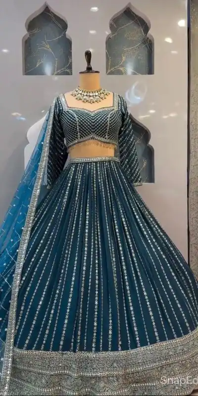 NF 1206 Royal Blue Color Georgette Multi Needle Work Lehenga Choli Casual, Party Wedding, Festive, Events Etc. Delivery 4-6 Working Days 2149/- | Bollywood Lehenga, Creative Lehenga, Designer Lehenga, Embroidered Lehenga, Lehenga, Party Wear Lehenga