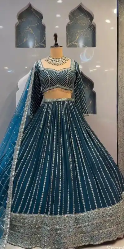 NF 1206 Royal Blue Color Georgette Multi Needle Work Lehenga Choli Casual, Party Wedding, Festive, Events Etc. Delivery  4-6 Working Days 2149/- | Bollywood Lehenga, Creative Lehenga, Designer Lehenga, Embroidered Lehenga, Lehenga, Party Wear Lehenga