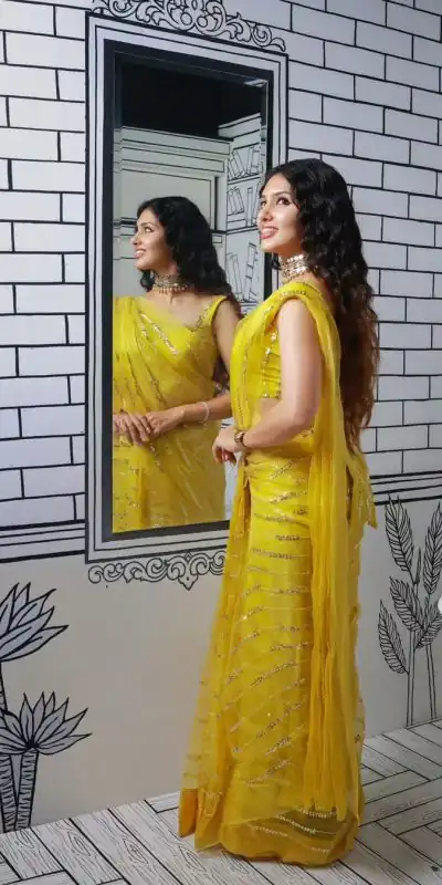 JR 614 Yellow Color Georgette Embroidery Sequence Tassels Saree Casual, Wedding, Festive, Events Expected Delivery  4-6 Working Days @1699/- | Bollywood Sarees, Creative Sarees, Designer Sarees, Embroidered Sarees, Ethnic Saree, Modern Digital sarees, Party Wear Sarees, Sarees