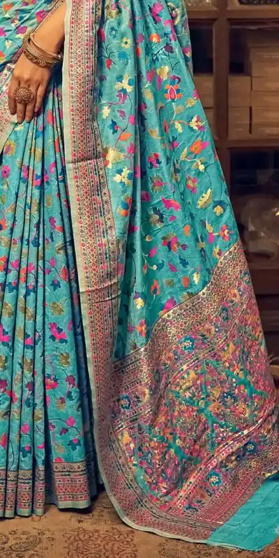DDF 502 Blue Color Kashmiri Running Thread Zari Work Saree Casual, Party Wear, Events, Festivals Etc. Expected Delivery 4-6 Working Days 2399/- | Bollywood Sarees, Creative Sarees, Designer Sarees, Embroidered Sarees, Ethnic Saree, Modern Digital sarees, Party Wear Sarees, Sarees