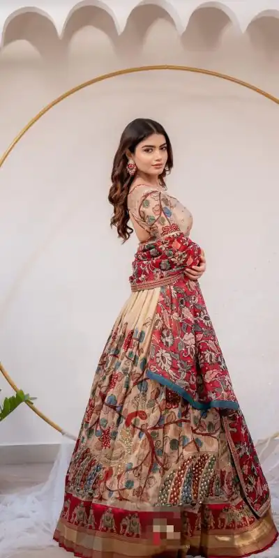 PC 364 Grey Color Chinon Kalamkari Printed Work Lehenga Choli Casual, Party Wear, Events, Festivals Wear Expected Delivery 4-6 Working Days @2099/- | Bollywood Lehenga, Creative Lehenga, Designer Lehenga, Embroidered Lehenga, Lehenga, Party Wear Lehenga