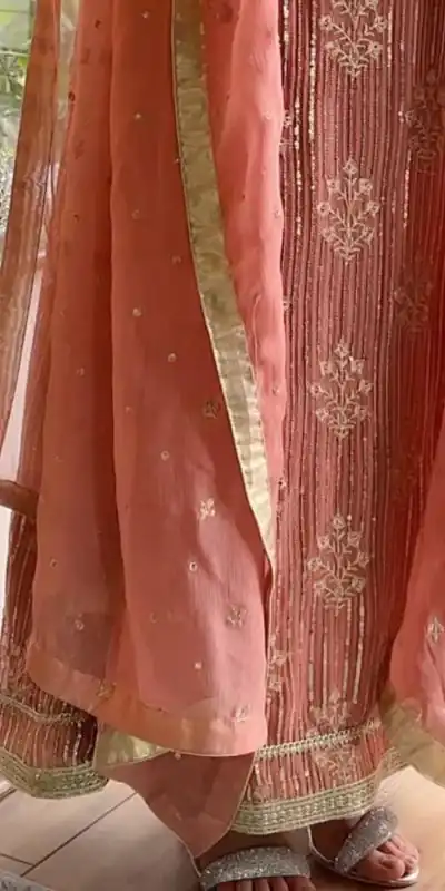 RTC 5698 Peach Color Georgette Thread And Sequence Salwar Suit Casual, Wedding, Festive, Events Etc. Expected Delivery 4-6 Working Days @2199/- | Jump Suits, Casual Suits, Creative suits, Designer Suits, Palazzo Suits, Party Wear Suits, Patiala Suits, Salwar suit, Straight Suits