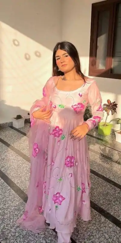 ST 1019 Pink Color Satin Georgette With Digital Print Anarkali Suit Casual, Wedding, Party, Festive, Events Etc. Expected Delivery 4-6 Working Days @1399/- | Anarkali Suits, Bollywood Anarkali, Creative-Anarkali, Designer Anarkali, Embroidered Anarkali, Party Wear Anarkali